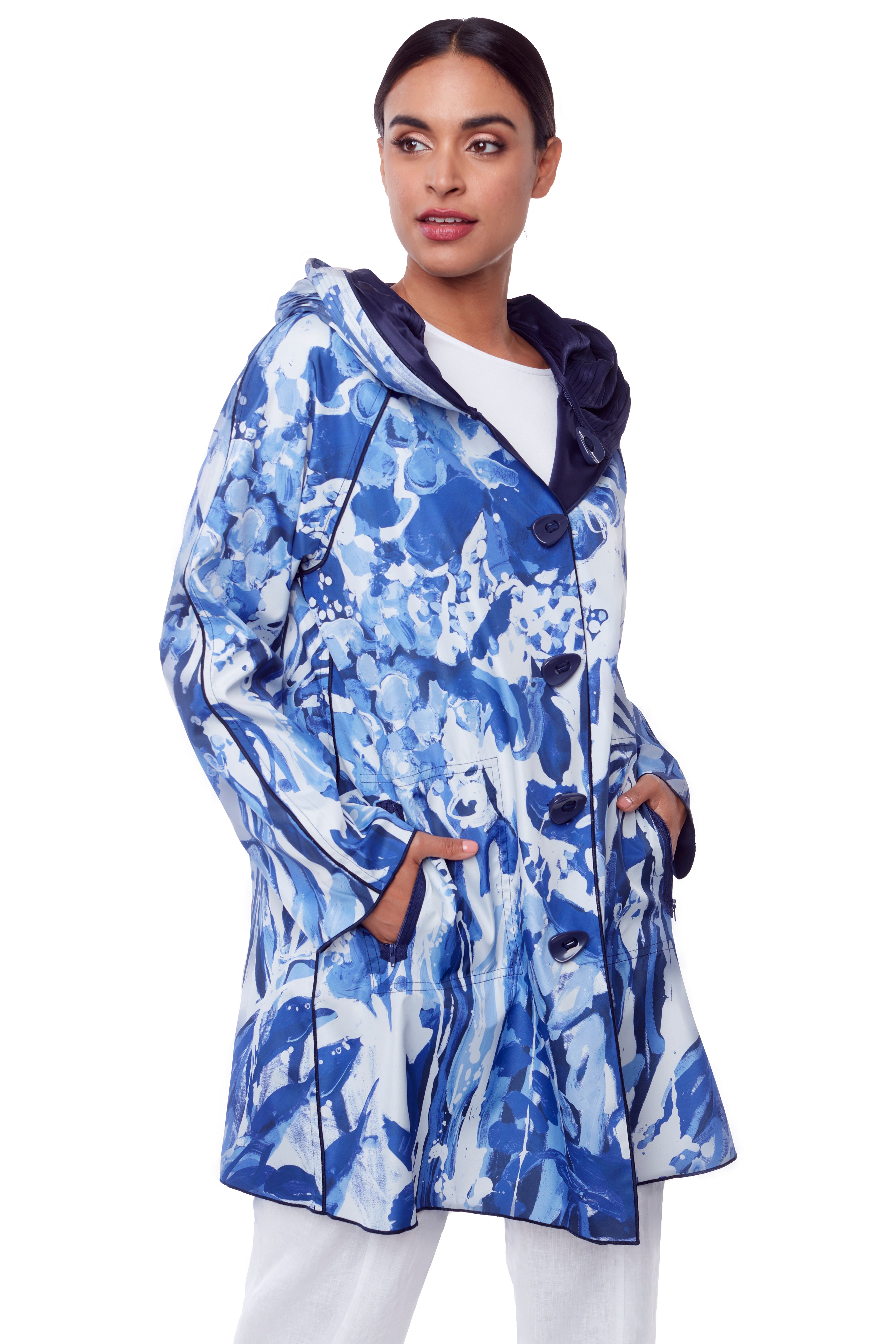 Blue & White At Lib.reversible coat The Wearable Art Store