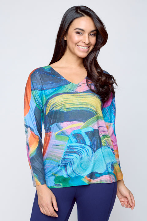 Winter Bouquet knit v-neck sweater