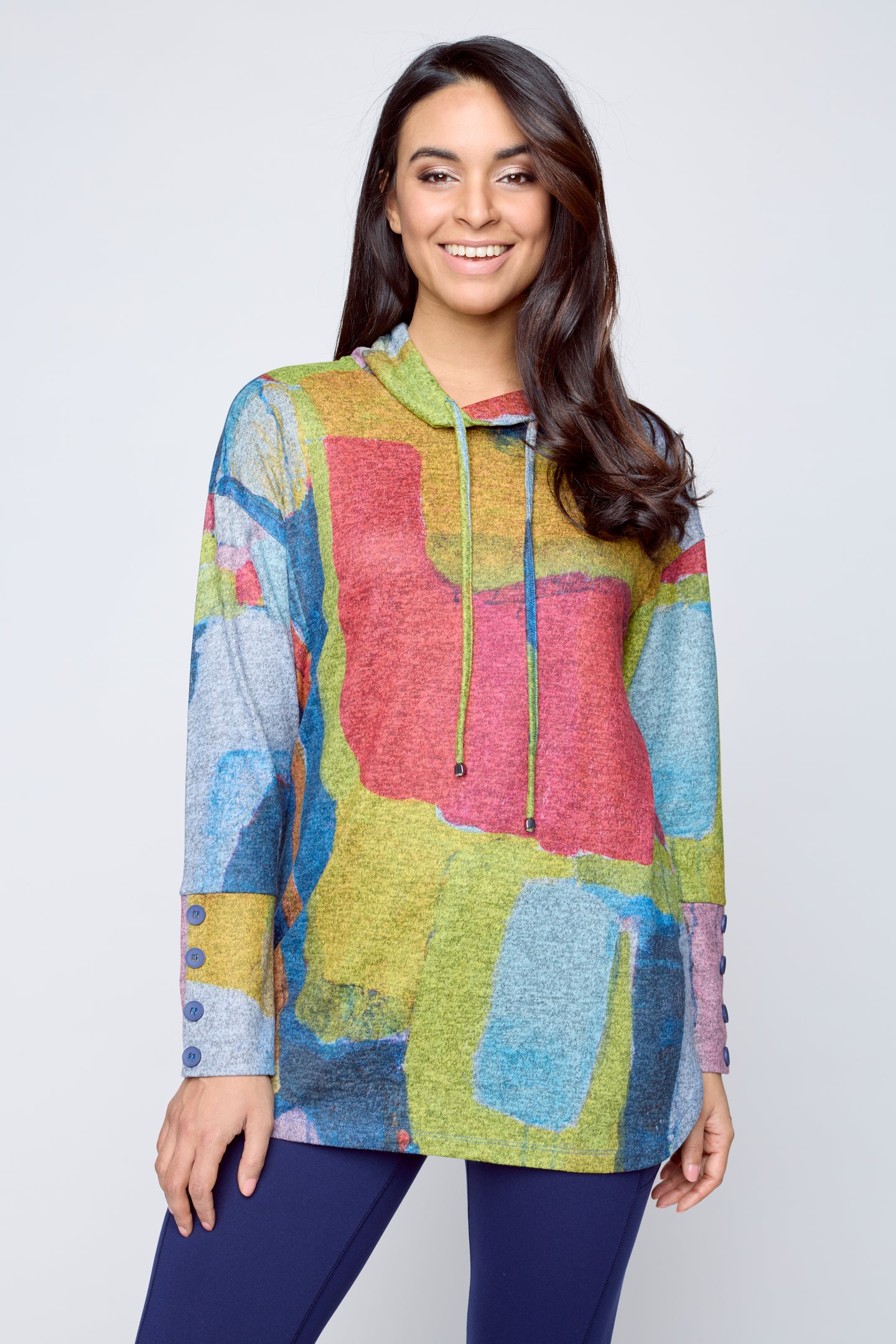 Home Run drawstring mock neck top