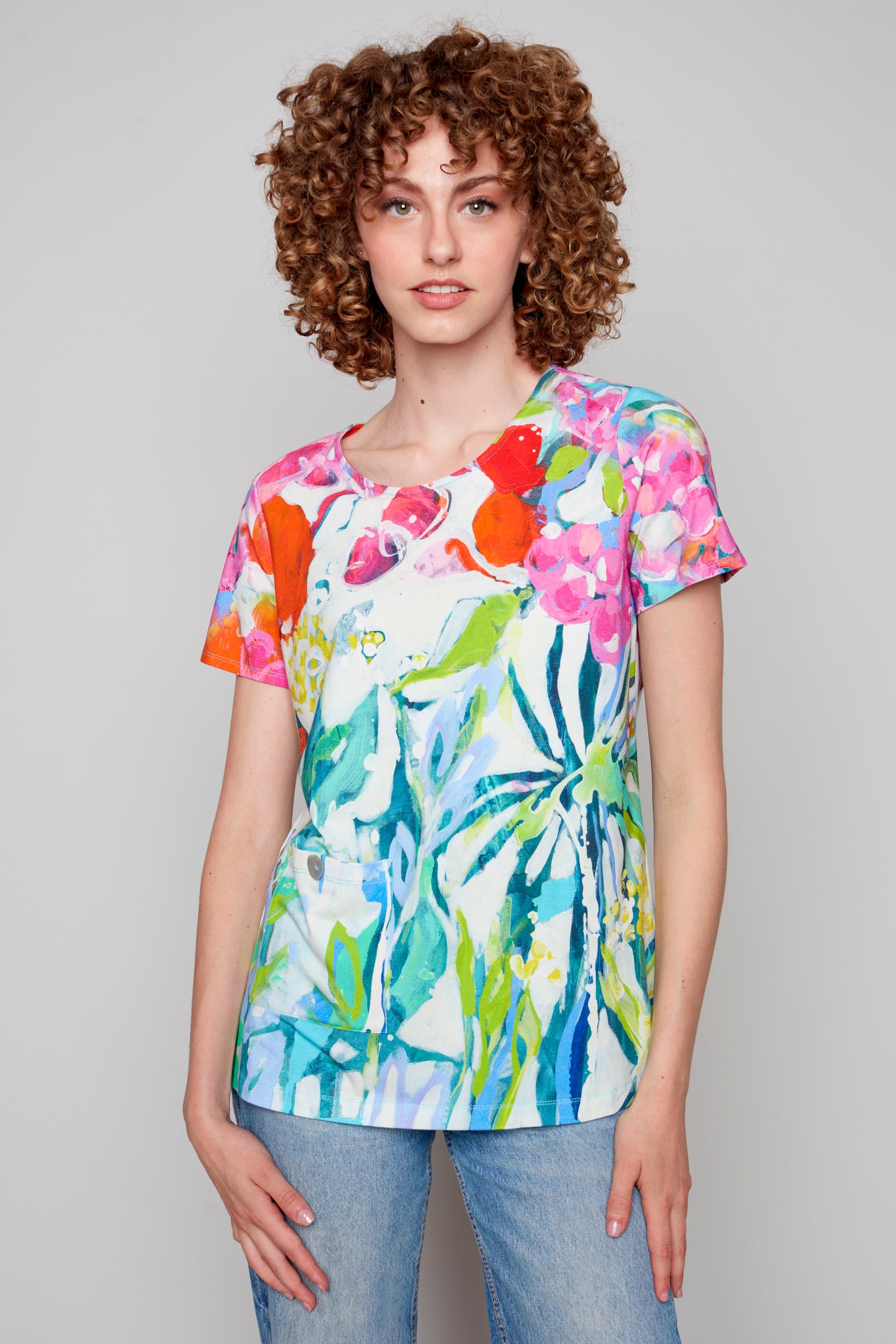 At Liberty in the Garden short sleeve t-shirt with front pocket