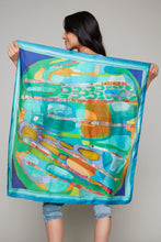 Load image into Gallery viewer, &quot;Peacock in a Pen&quot; silk scarf
