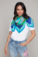 Load image into Gallery viewer, &quot;Peacock in a Pen&quot; silk scarf
