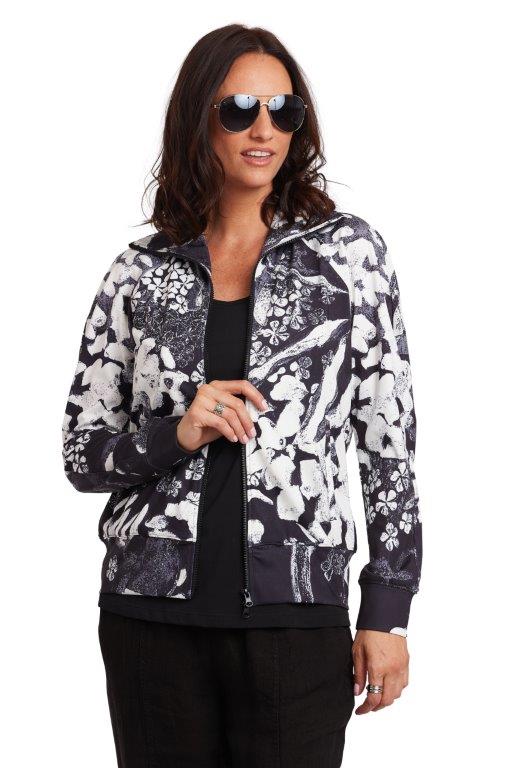 Garden In Black & White Zip Front Jacket