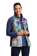 Load image into Gallery viewer, Not Klimt&#39;s Apple Tree quilted zip front vest with ribbed side pannels
