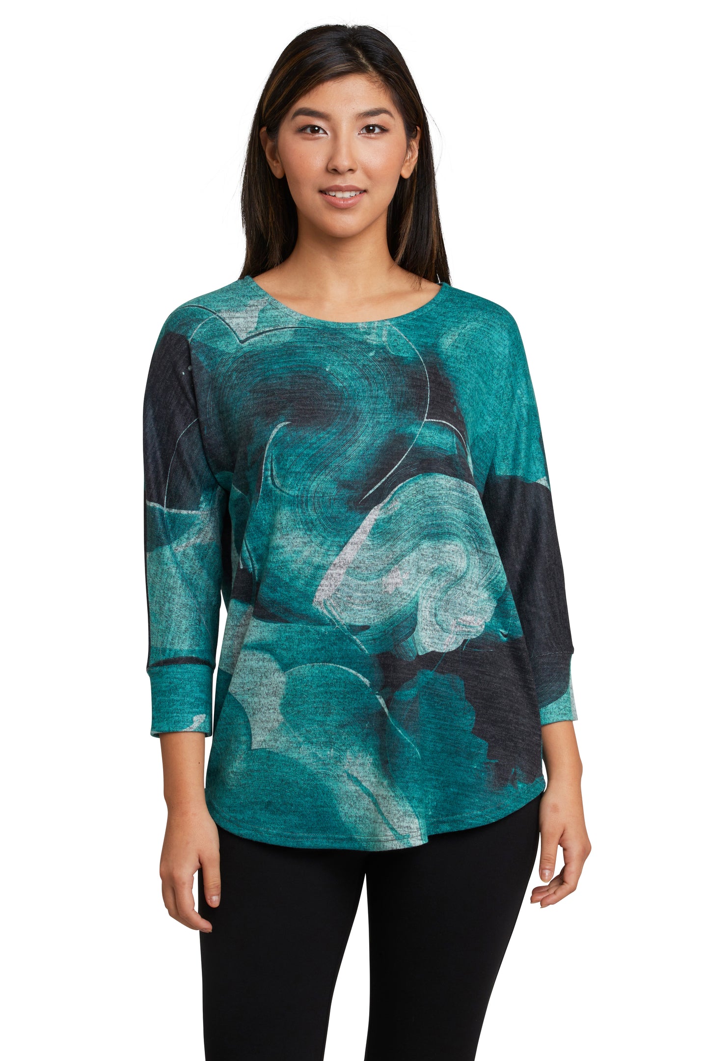 Emeralds 3/4 dolman sleeve sweater knit top