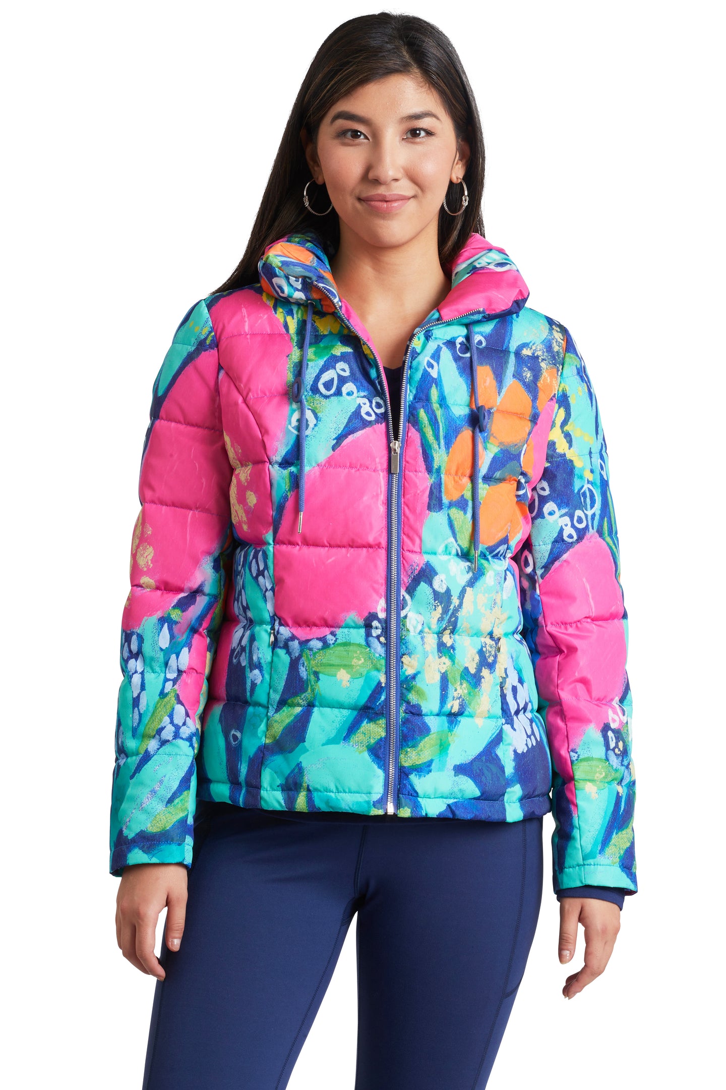A Little Sparkle zip up puffer jacket