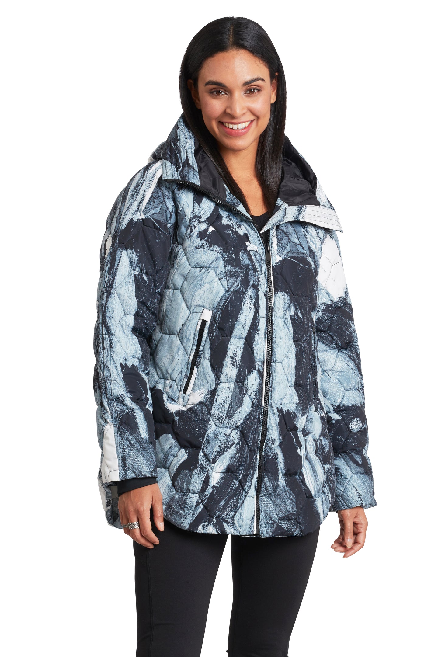 Perseverance honeycomb quilted zip front jacket