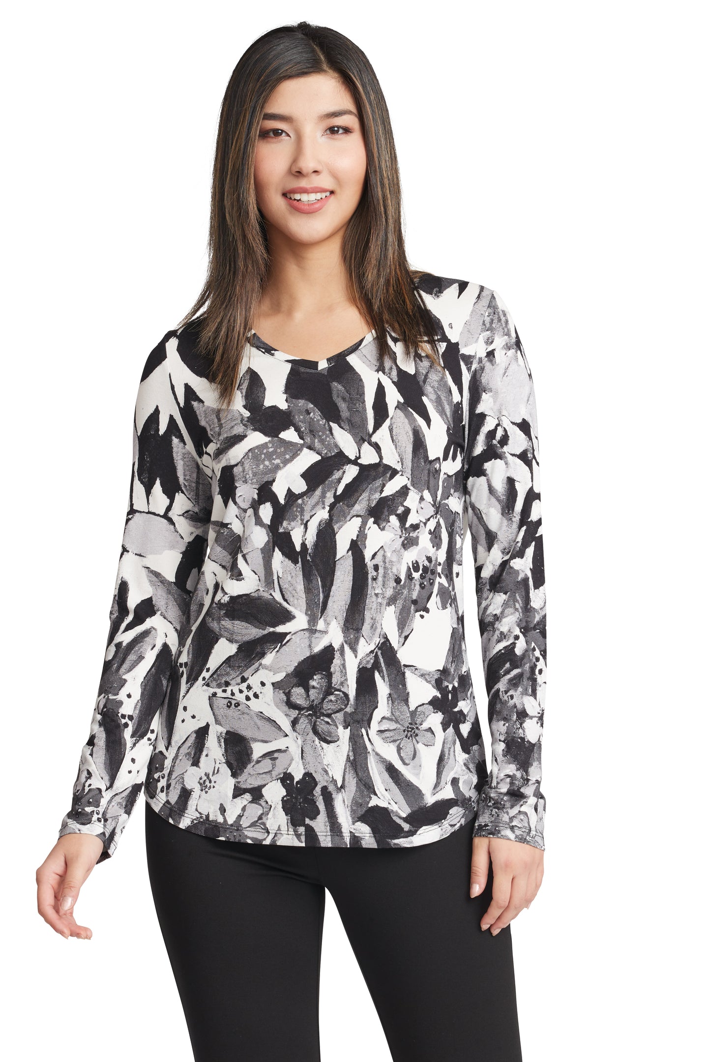 Grey Garden long sleeve v-neck top