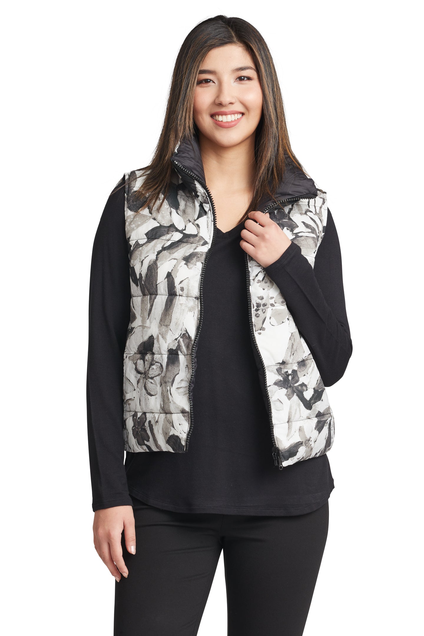 Grey Garden zip front puffer vest