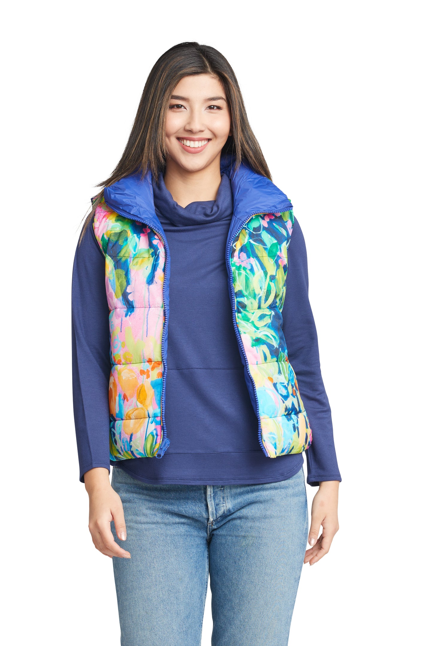 Not Klimt's Apple Tree zip front puffer vest