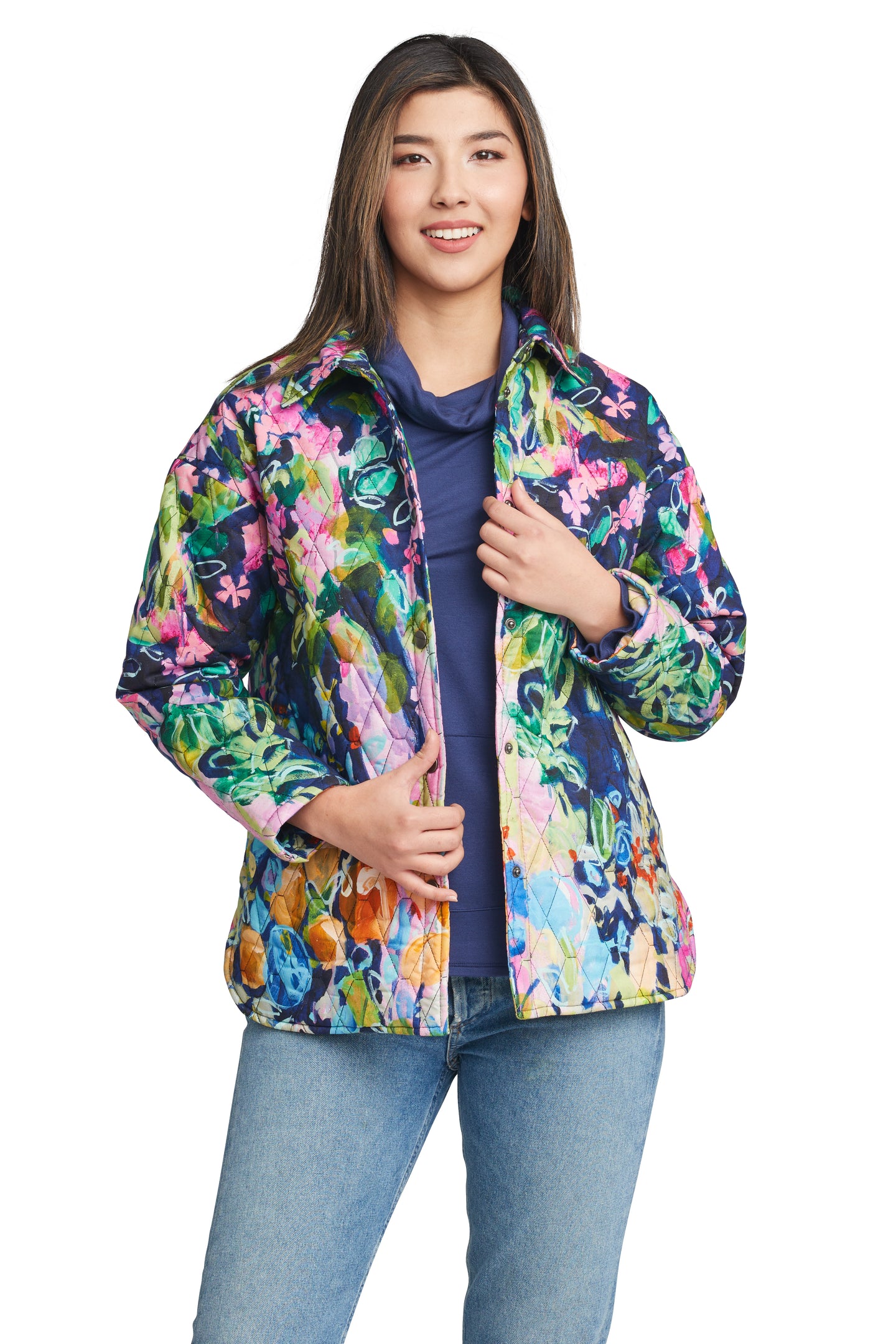 Not Klimt's Apple Tree Snap front quilted light schacket