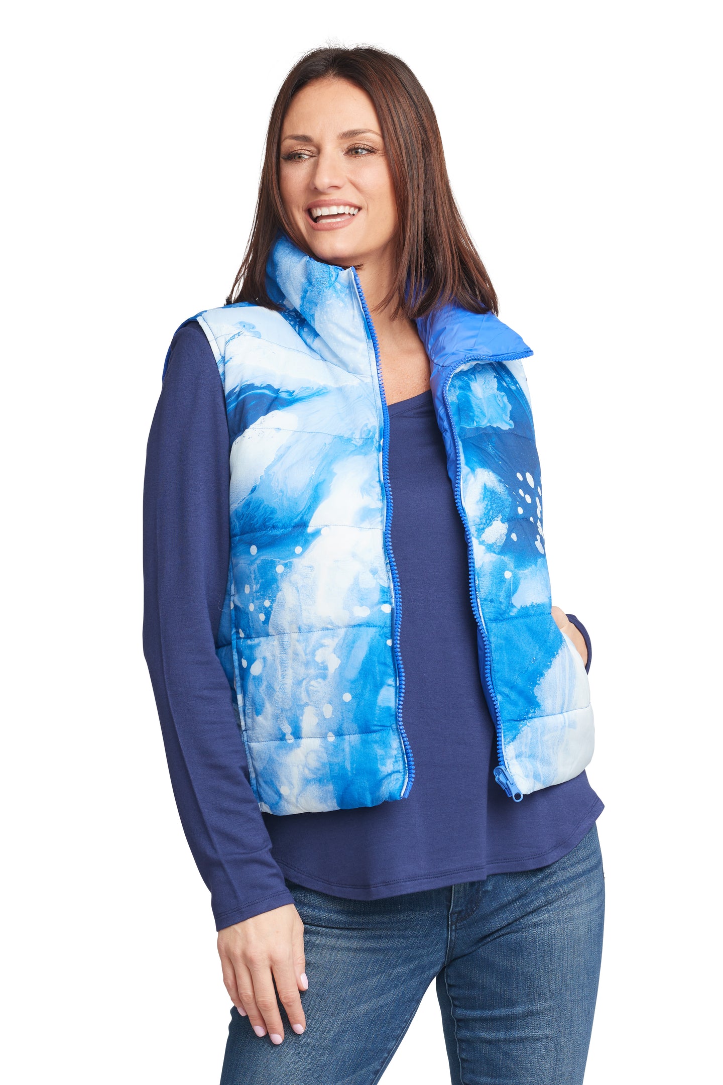 Blue Blue zip front puffer vest