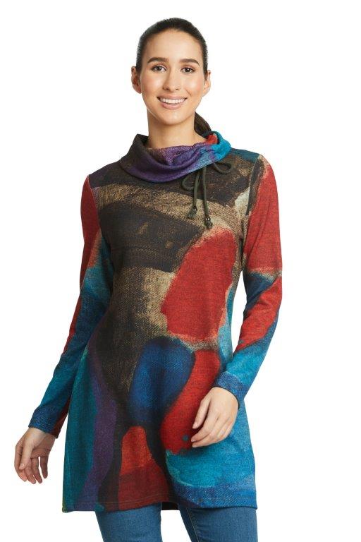 Not So Obvious Sweater Tunic with Pull Chord Neckline