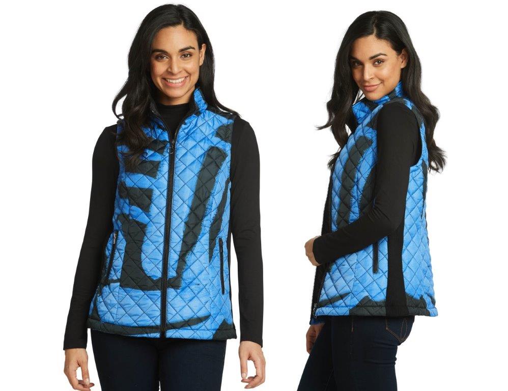 Midnight Zip Up Vest with Side Rib Detail