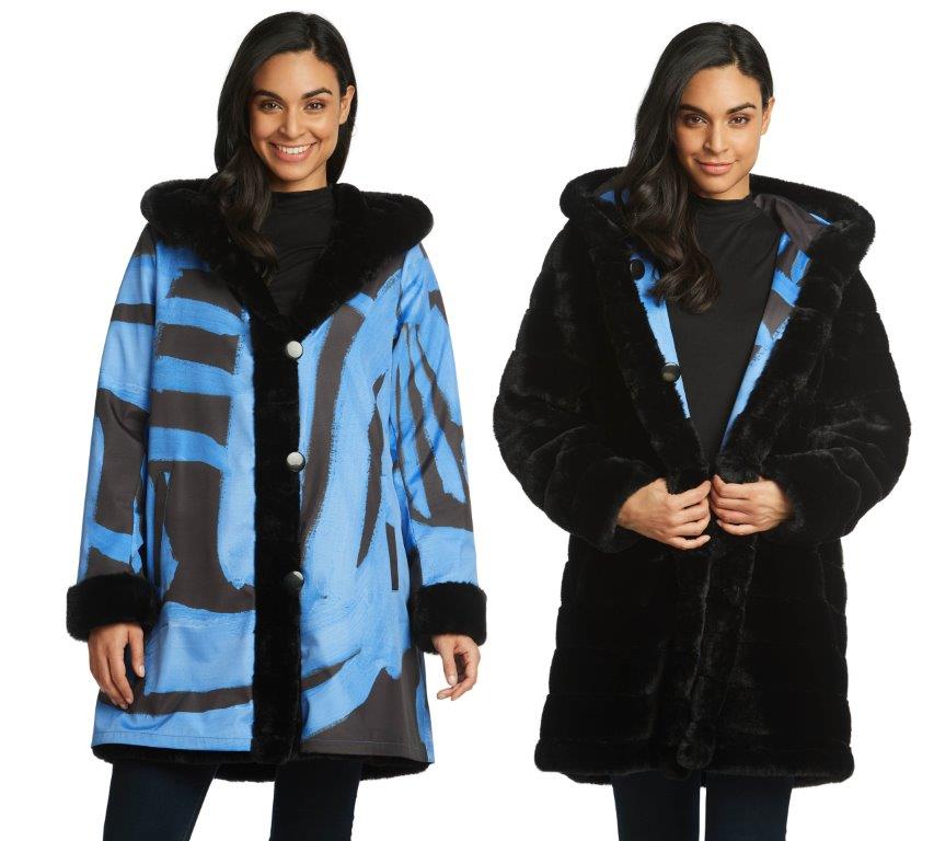 Midnight Reversible Faux Fur Coat