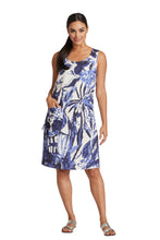 Load image into Gallery viewer, Blue &amp; White: At Lib. sleeveless button pocket dress
