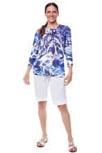 Load image into Gallery viewer, Blue &amp; White: At Lib.  3/4-length lightweight sweater
