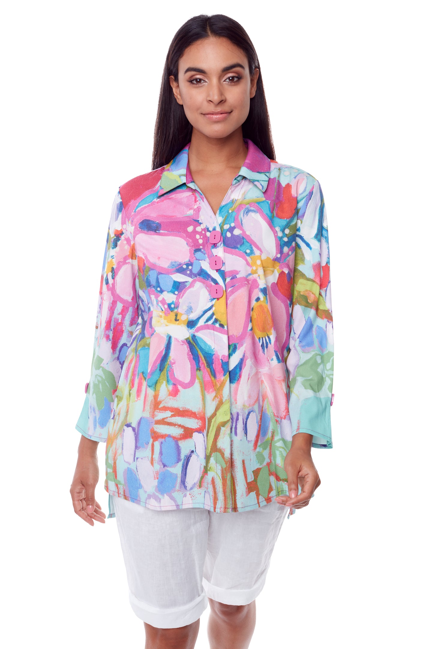 Down by the Ponds Edge 3/4-length dolman sleeve blouse
