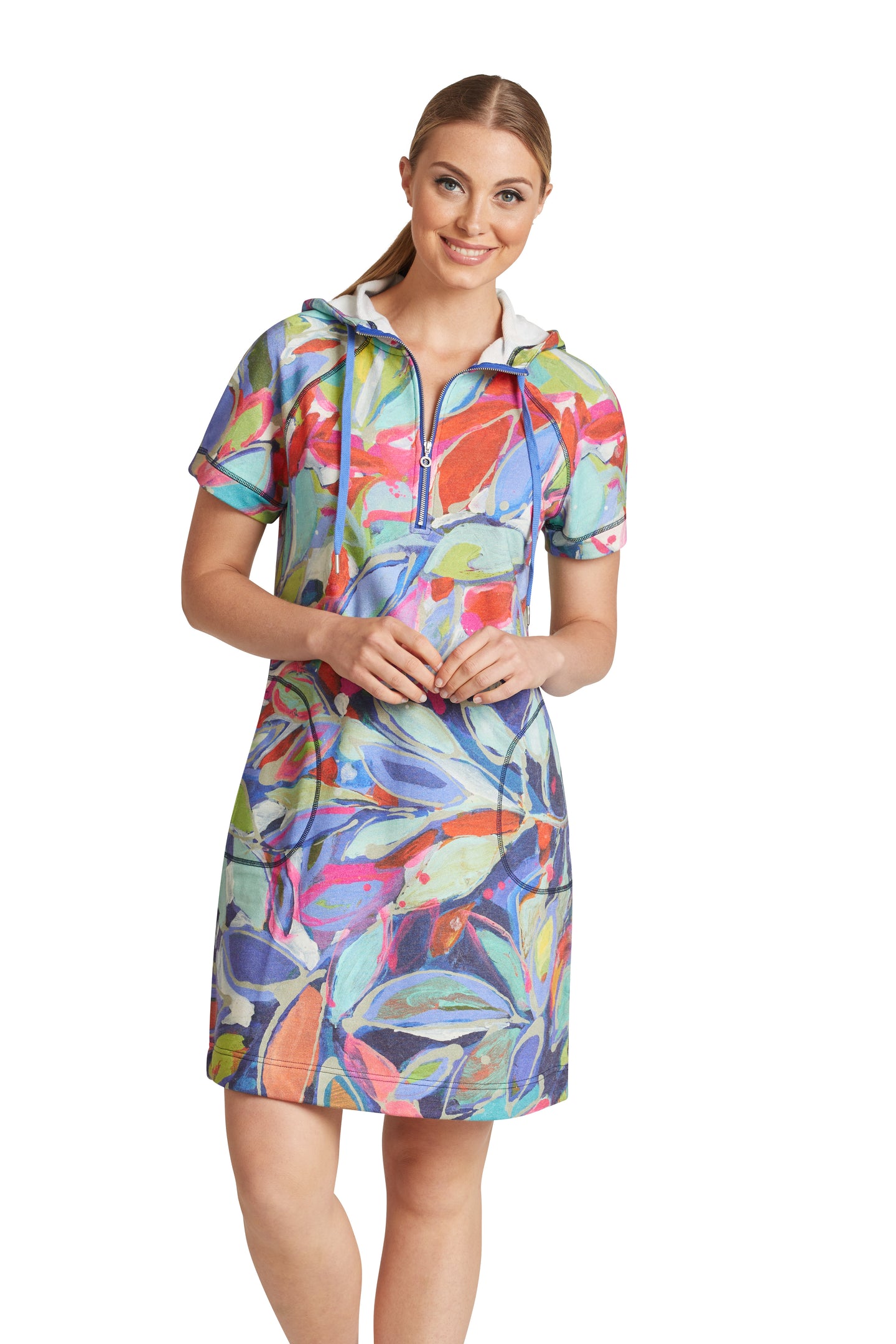 Party In August short sleeve hoodie dress