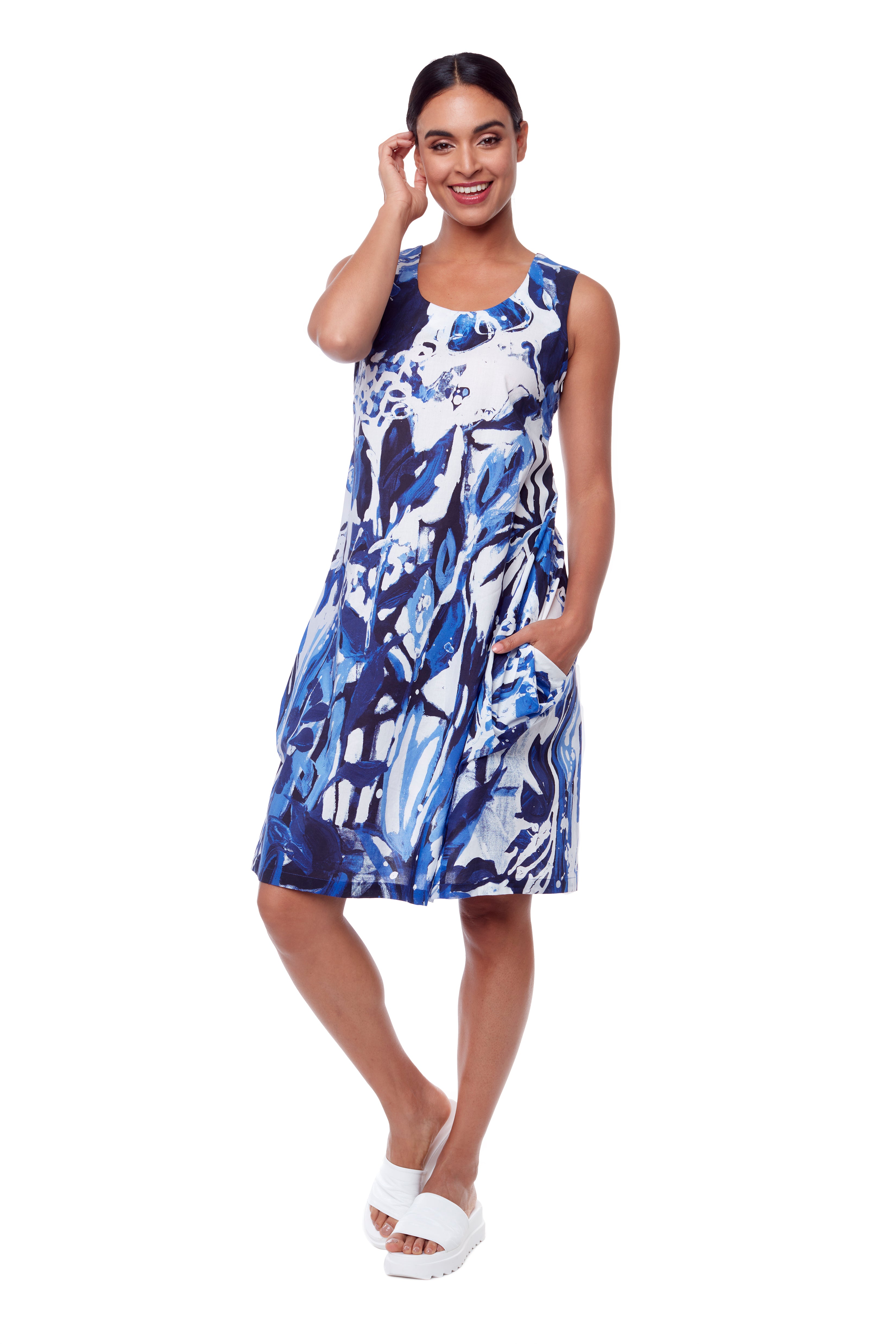 Blue & White At Lib. bubble dress The Wearable Art Store