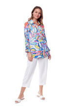 Load image into Gallery viewer, Party In August 3/4-length sleeve button front blouse
