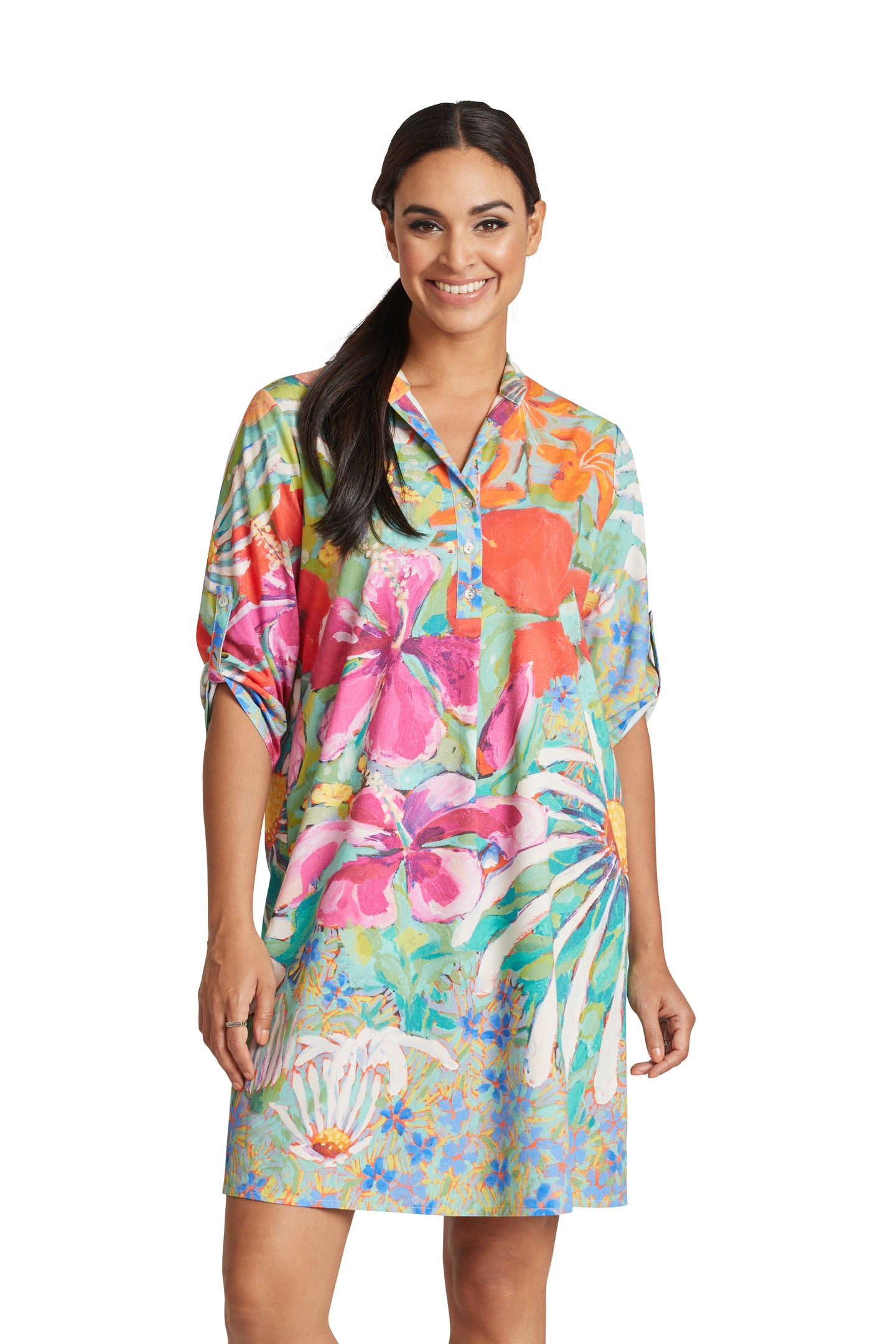 Where Butterflies and Bees Are 3/4-length sleeve shirt dress